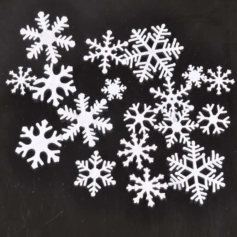 100pcs/lot Polyester Felt Christmas Snowflake Patch Applique Scrapbooking Craft Sticker Non-woven Patch DIY CP2164