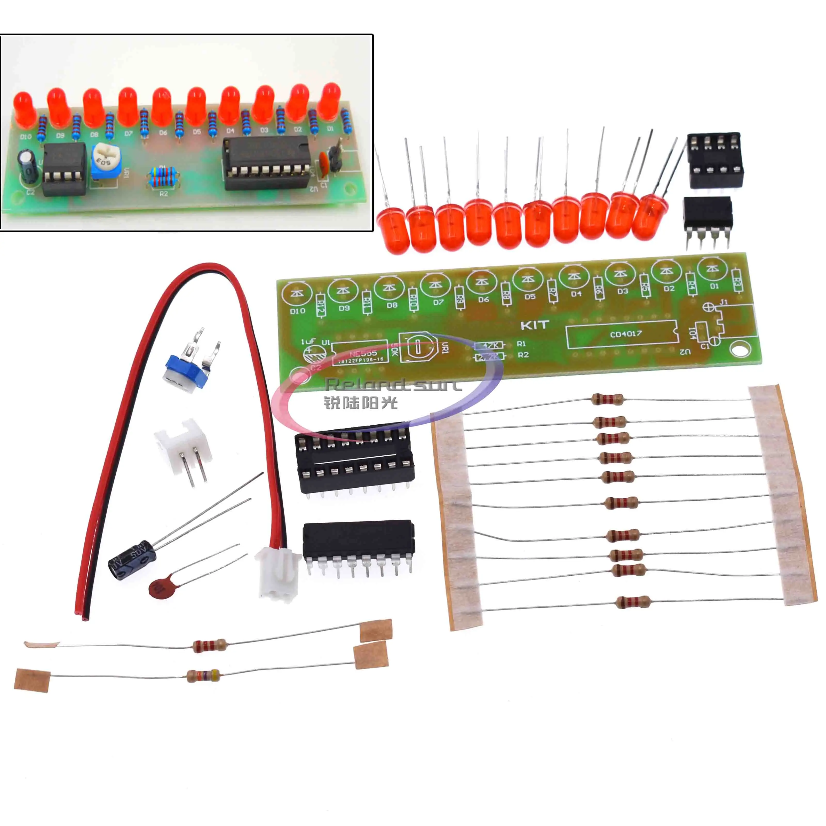 NE555 + CD4017 Practice Learing Kits LED Flashing Lights Module Electronic Suite LSD-10 3-4.5V DIY For Arduino