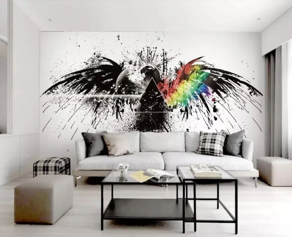 

Dapeng wings bird black and white wings cool Nordic living room bedroom background wall painting