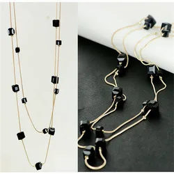 VWKTUUN Crystal Long Necklace for Women Bijoux Gold Color Chains Necklaces Multilayer Cubic Beads Necklaces & Pendants Jewelry