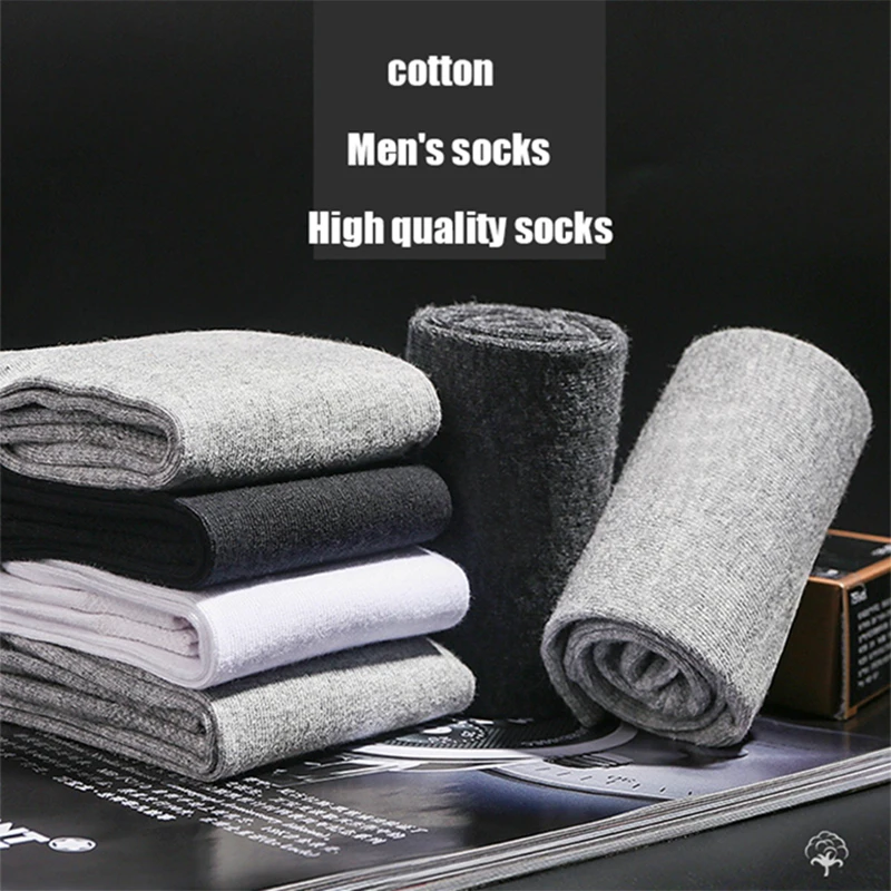 10 Pairs/Lot High Quality Men\'s Socks Black Business Cotton Socks Breathable Soft Regular Thickness Four Season Male Gifts Sox