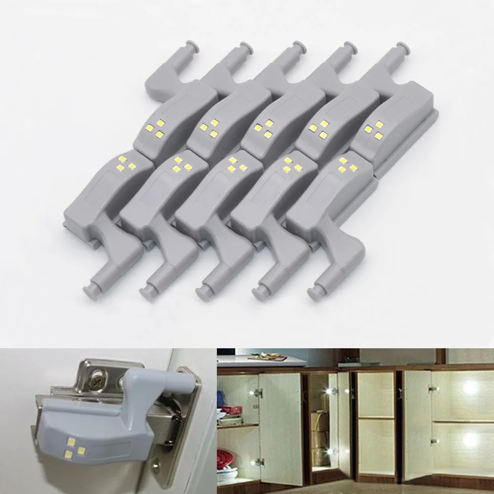 10pcs/Lot Modern Emergency LED Lamp Home Wardrobe Cabinet Cupboard Shoebox Universal Hinge Light Hydraulic Furniture Bulbing