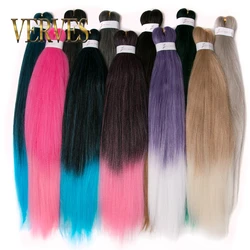 VERVES – tresses synthétiques Jumbo de 26 pouces, 100g/pièce, Extensions de cheveux ombré, couleurs rose brun gris bleu