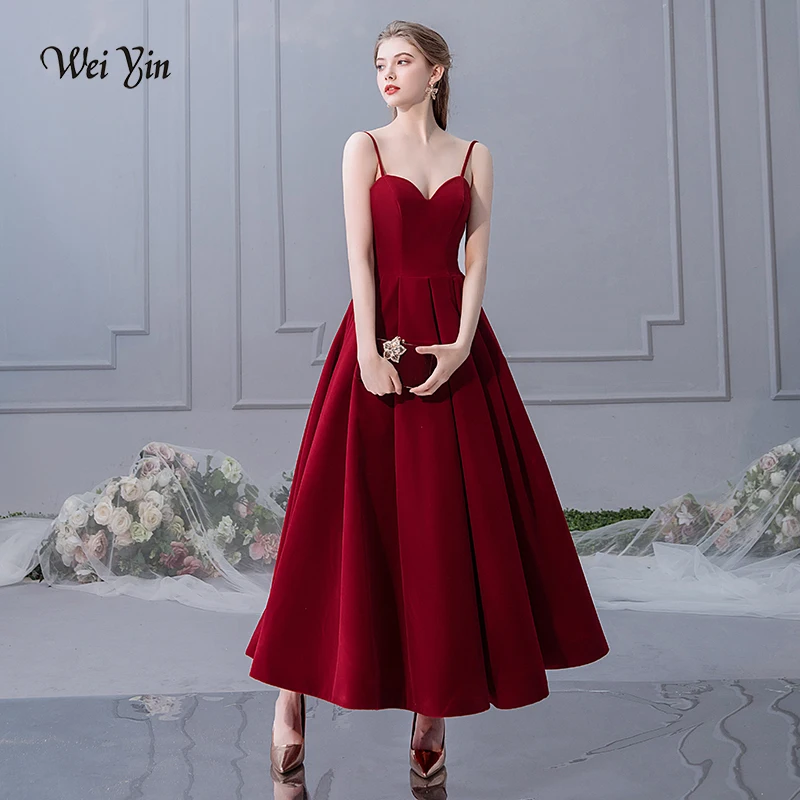 

weiyin Elegant Wine Red Long Dresses Evening 2023 Formal Evening Gown For Women Sweetheart Velour pretty Cheap Lady Party Dress