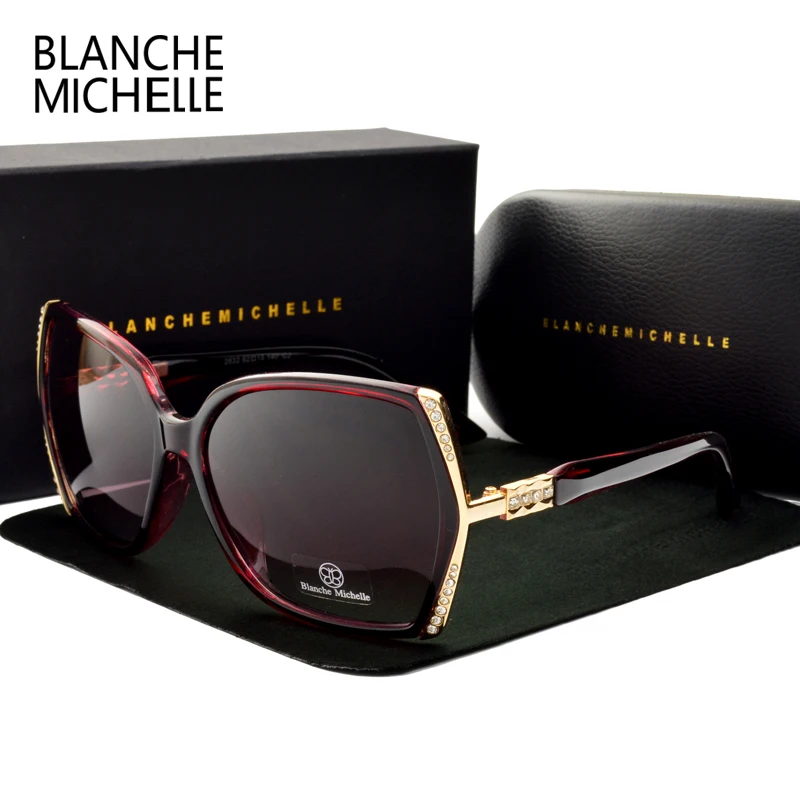 Blanche Michelle High Quality Oversized Polarized Sunglasses Women UV400 oculos de sol Gradient Driving Sun Glasses With Box