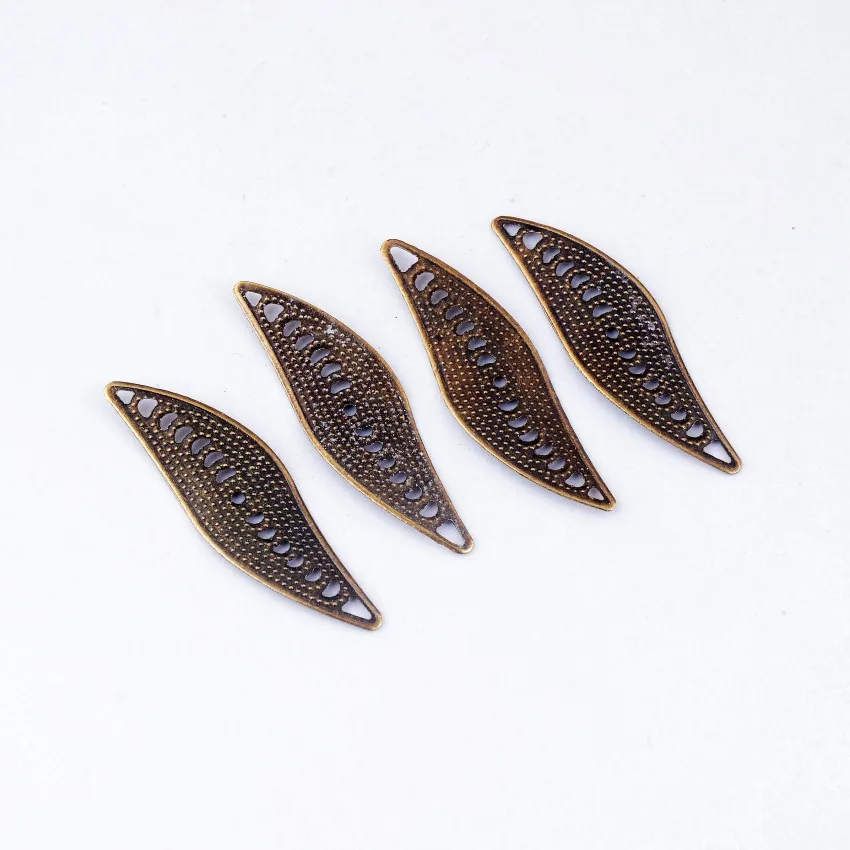 Free shipping Retail 30Pcs Antique Bronze Filigree Leaf Wraps Connectors Metal Crafts Gift Decoration DIY Findings 33x10mm F0379