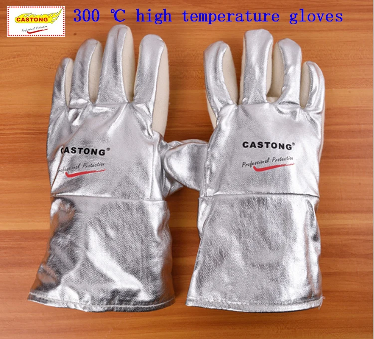 CASTONG 300 degrees high temperature gloves Para-aramid Aluminum foil fireproof gloves Insulation Anti-scalding protect gloves