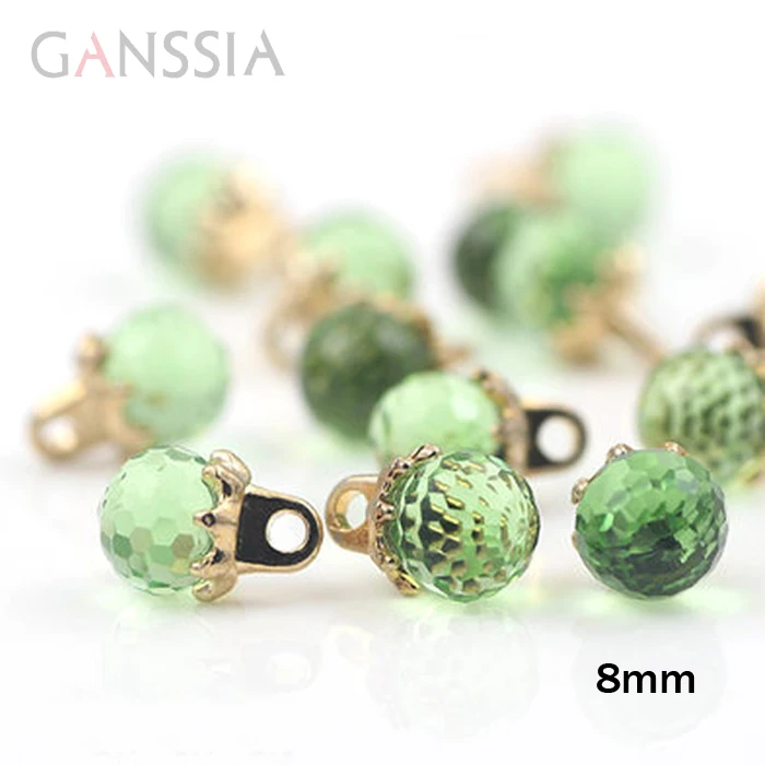 10pcs/lot Size:8mm Light Green Imitation Crystal Buttons Sewing Shirt Button DIY Scrapbooking Accessories(SS-98-7)