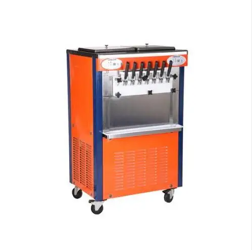 Máquina para hacer helados suaves comercial 34 ~ 46L/H, máquina para hacer helados suaves de escritorio Vertical de arcoíris en 7 colores