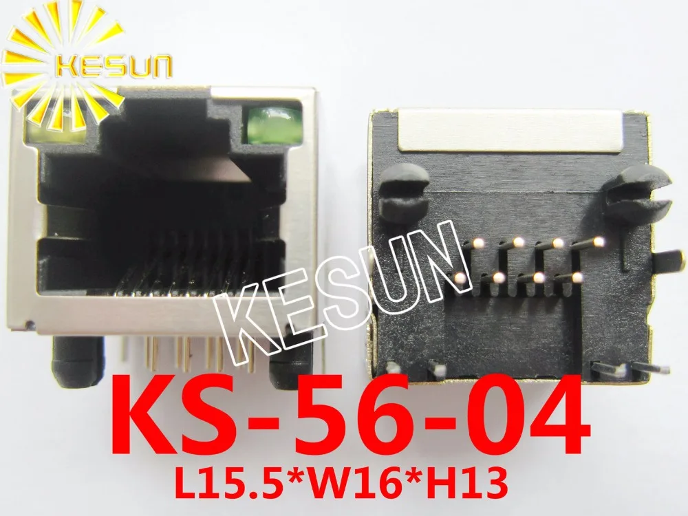 

100PCS x RJ45 56 Shield type with LED 8P8C 8Pin Metal PCB Right Angle Modular Female Network Socket LAN Connector