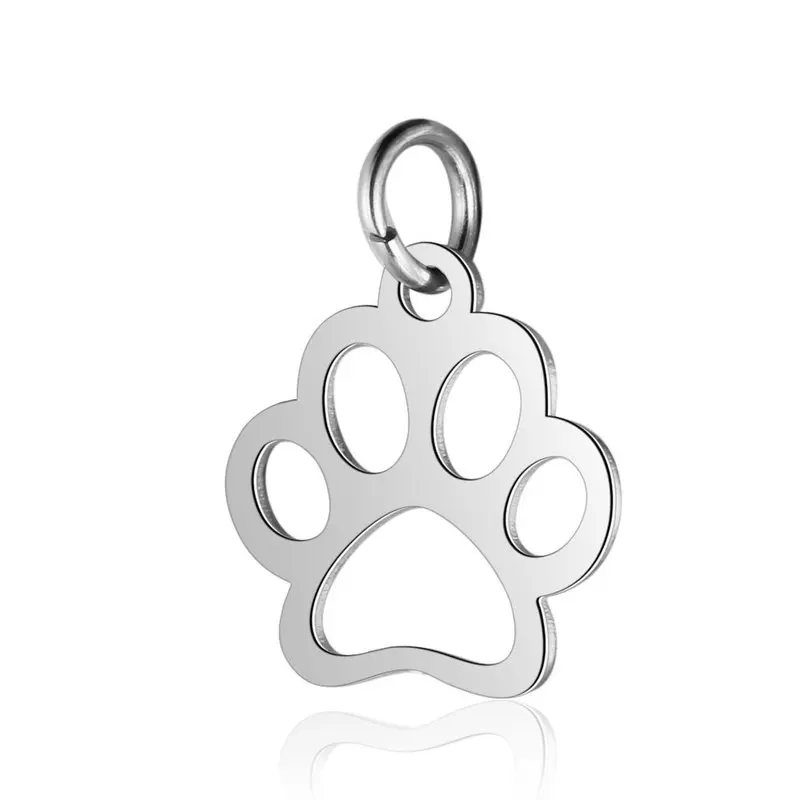 5pcs/lot Stainless Steel Hollow Animal Footprint Charm Hollow for Diy Jewelry Making Bear Dog Pet Paw Charms Jewelry Findings