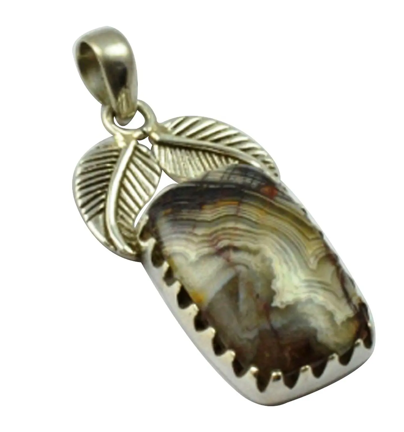 

Lovegem Nature Crzazy Lace Agate Pendant 925 Sterling Silver , 38 mm, MHBAP4628