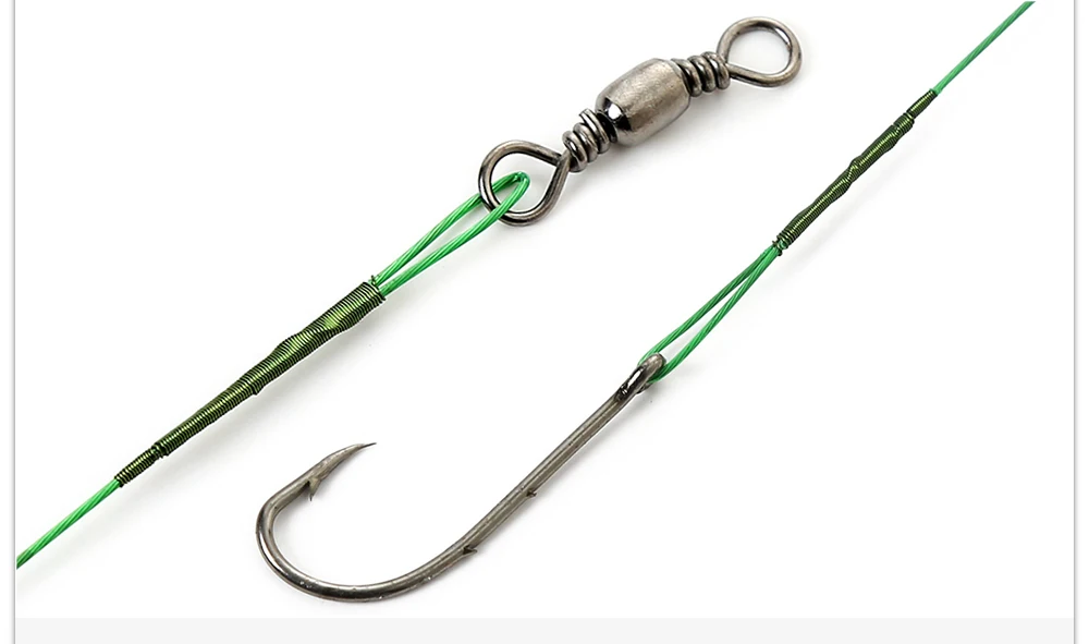 FTK 20 Stück/Set 3 Farben 20LB-80LB Bissfeste Stahl-Angelschnur Stahldraht-Vorfach mit Wirbel Angelzubehör – Detail 11
