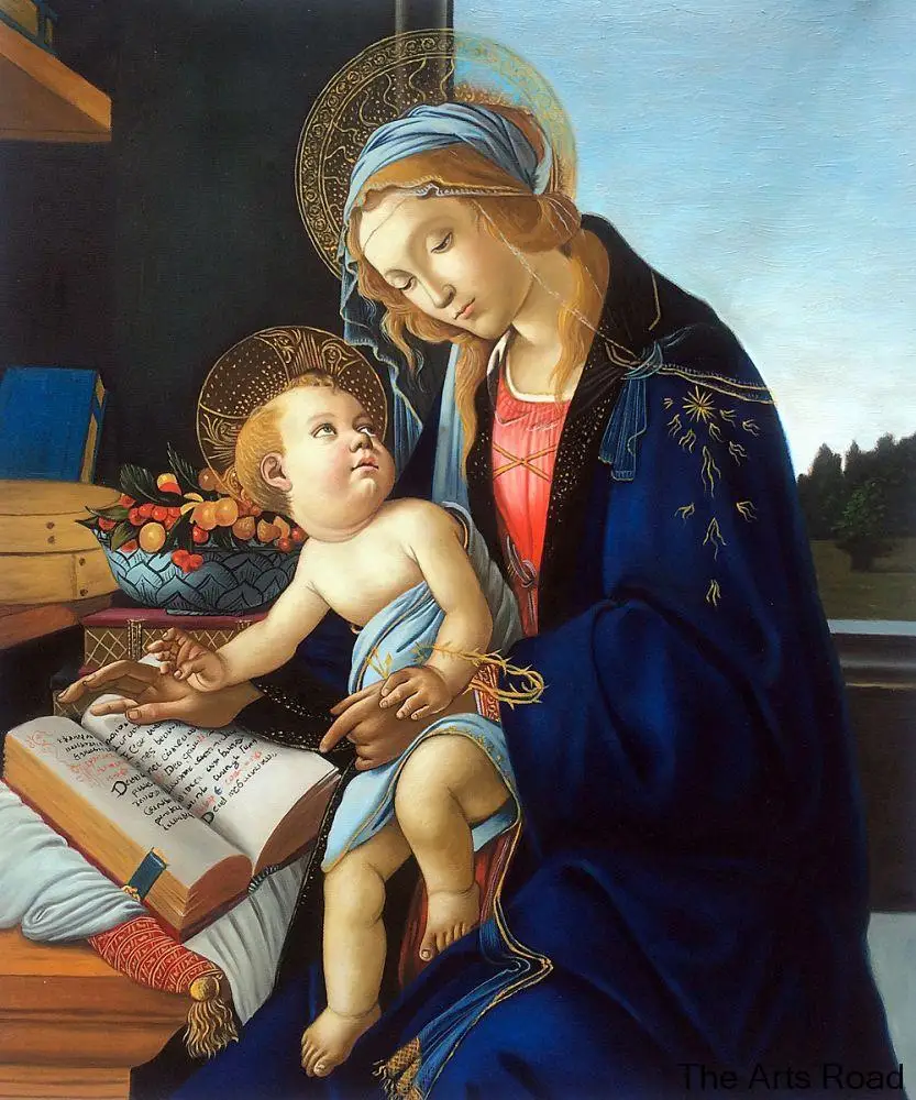 

Картина маслом Madonna of the Book от Sandro Botticelli, ручная роспись, холст, настенное украшение, портрет без рамки