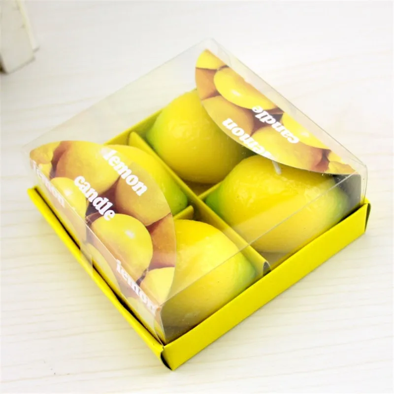 4PCS/Lot Christmas Lemon Shape Fruit  Candle Greet Gift Party Supplies Wedding Gift  Romantic Confession Candle