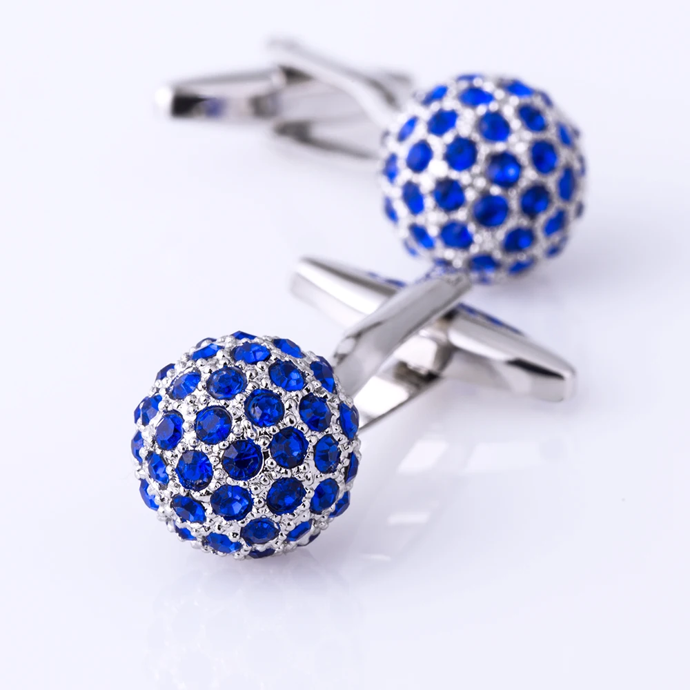 KFLK Jewelry Brand Blue Crystal Ball Cuff link Wholesale Buttons designer High Quality shirt cufflinks for mens guests