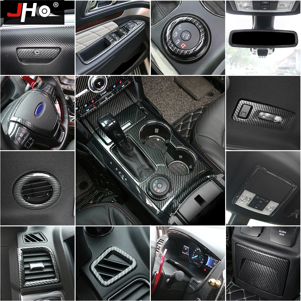 JHO ABS nakładka na ziarno z włókna węglowego tapicerka dla Ford Explorer 2013-2019 akcesoria samochodowe garnitur 2018 2015 2016 2017 Limited