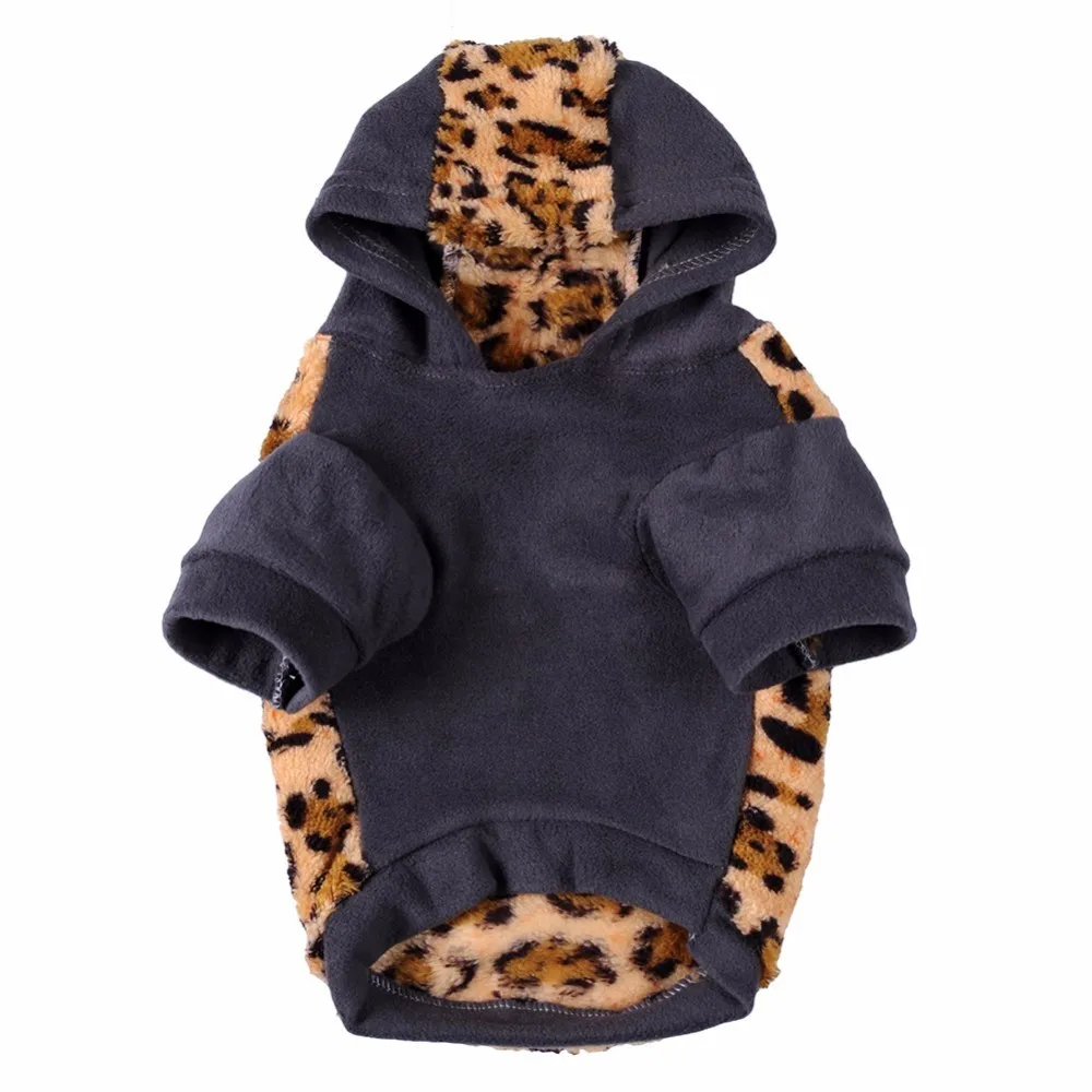 Dog Clothes Hoodie Leopard Flannel Pet Dog Puppy Sweater Cute Winter Warm Soft Pets Jumpsuit Coat Outwear Clothes for Dogs