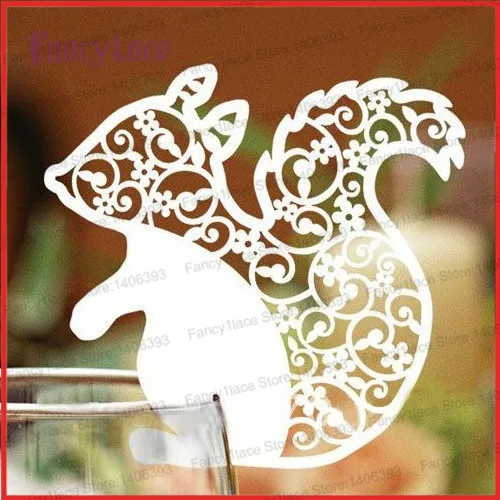 50pcs Multi-Usage Paper Cut-out Place Escort Party Wine Glass Paper Cards Christmas squirrel place name card Christmas Decor