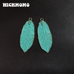 5pcs/bag 50*20MM New Retro Patina Plated Zinc Alloy Green Big Leaf Charms Pendants For DIY Accessories