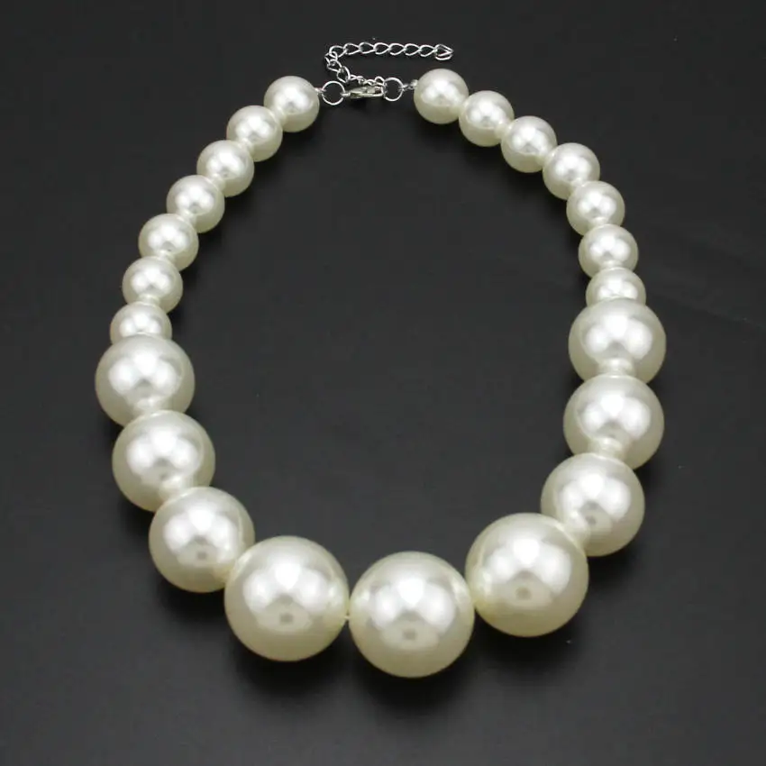 UKEN Women Imitation Pearl Beads Chain Maxi Necklace Fashion Jewelry Statament Choker Necklace For Dress Accessories