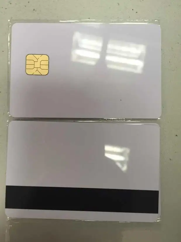 10  pcs/lot  White Contact Sle4428 Chip Smart IC Blank PVC Card with  2750 OE Hi-Co Magnetic Stripe