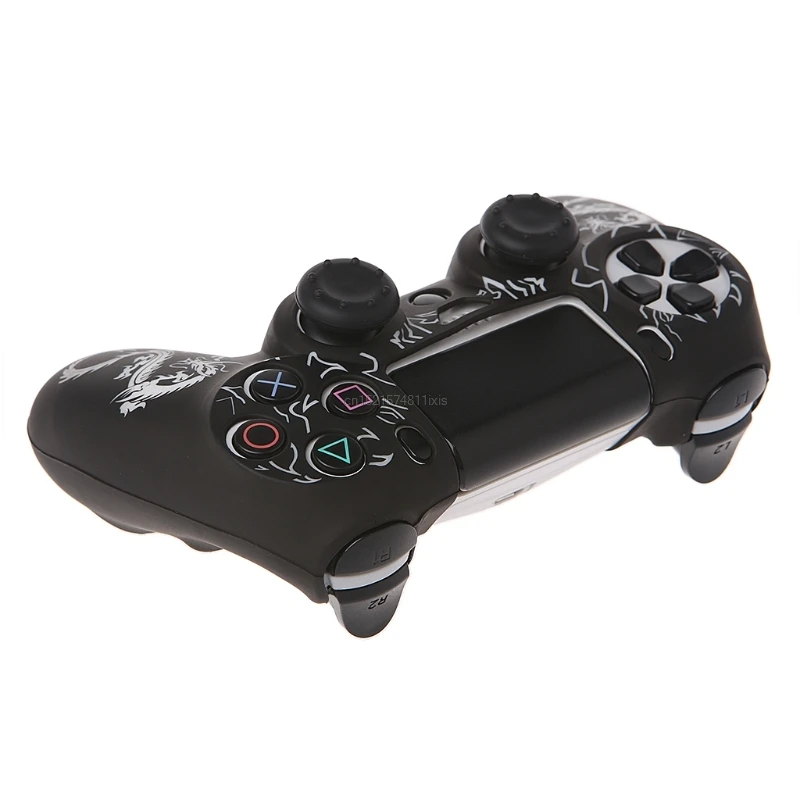 ใหม่มังกรจีนซิลิโคน Gamepad + 2 จอยสติ๊กสำหรับ PS4 Controller