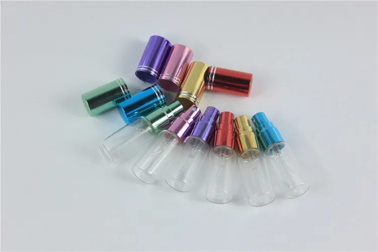 Mini amostra recarregável perfume garrafa de vidro, garrafas vazias spray atomizador, embalagens cosméticas coloridas, viagens, 5ml, 20pcs por lote