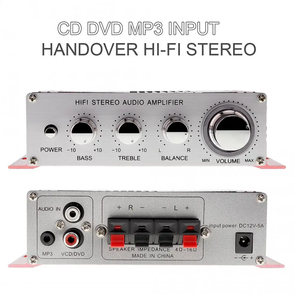 DC12V 5A 85dB Handover Hi-Fi Car Stereo Amplifier Support CD / DVD / MP3 Input for Motorbike / Home