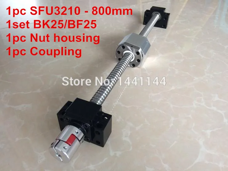 

SFU3210 - 800mm ball screw with ball nut + BK25/ BF25 Support +3210 Nut housing + 20*14mm Coupling