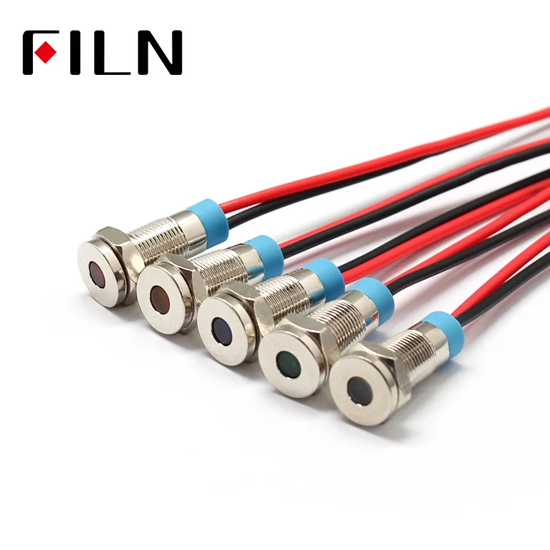 6mm 12 v mini Metal LED Pilot Paneli Dash Sinyal Göstergesi Uyarı Işığı 14 cm kablo Krom Kaplama Araba tekne Deniz