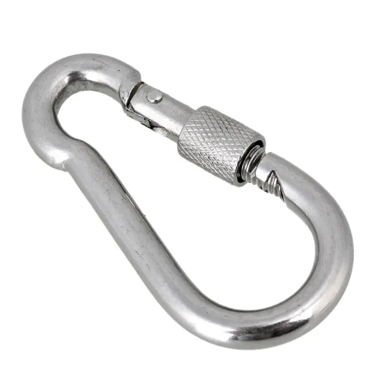 

1Pcs 11x120m Silver Snap hook with screw Chain Fastener Hook Carabiner 304 Stainless Steel Repair Hiking Camping Quick safe Lock