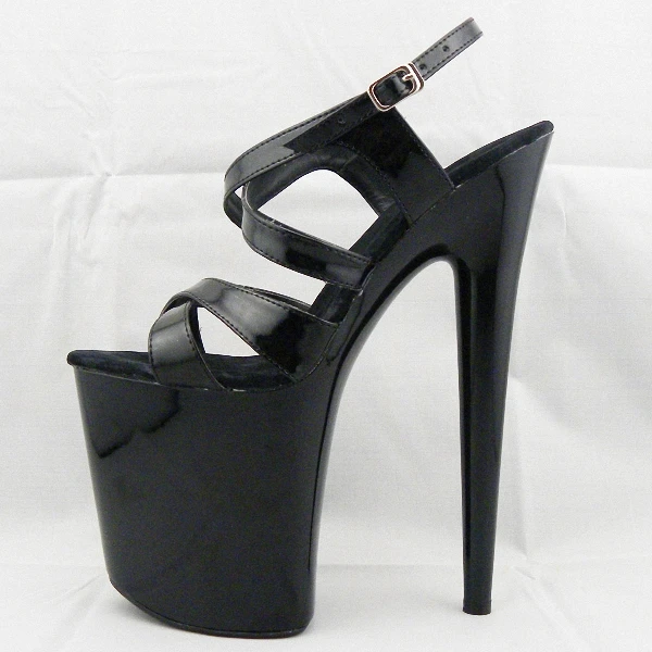 Classics black Sexy open toe sandals super-elevation 20 high-heeled sandals stripe high heels lady's 8 inch sexy gladiator shoes