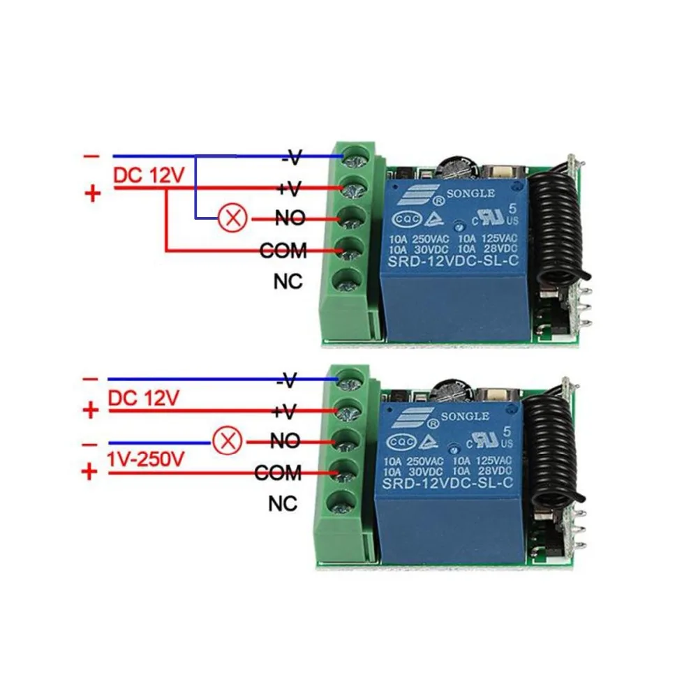 433 Mhz Universal Wireless Remote Control Switch DC 12V 1CH Relay Receiver Module and RF Transmitter Electronic Lock Control Diy