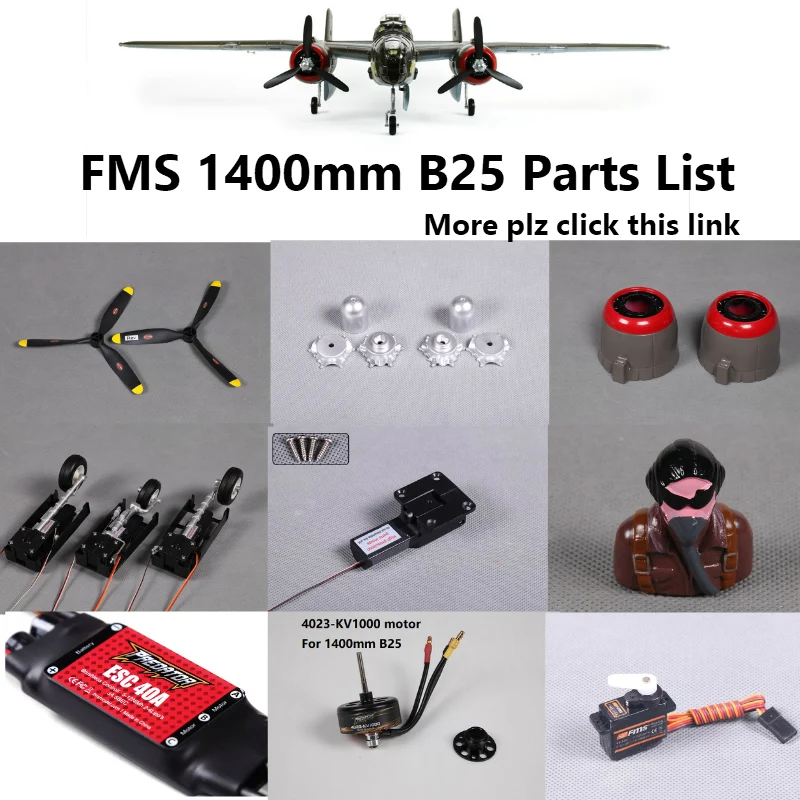 FMS 1400mm 1.4m B25 B-25 Mitchell Propeller Spinner Motor Shaft Board Mount Landing Gear Retract etc RC Airplane Plane Aircraft