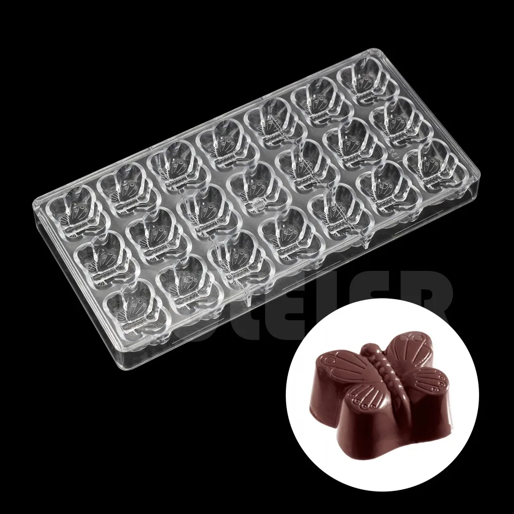 21 cavities Butterfly Shape Polycarbonate chocolate mold,baking pastry tools DIY cake decor confectionery candy chocolate moluds