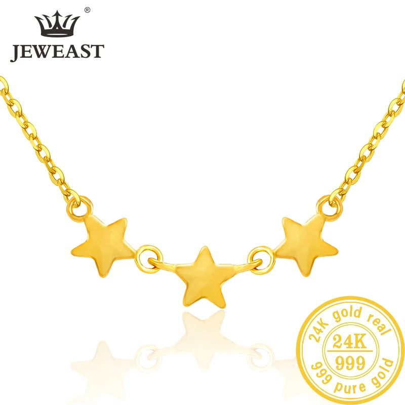 

SFE 24K Pure Gold Necklace Real AU 999 Solid Gold Chain Beautiful Leaf Upscale Trendy Classic Fine Jewelry Hot Sell New 2023