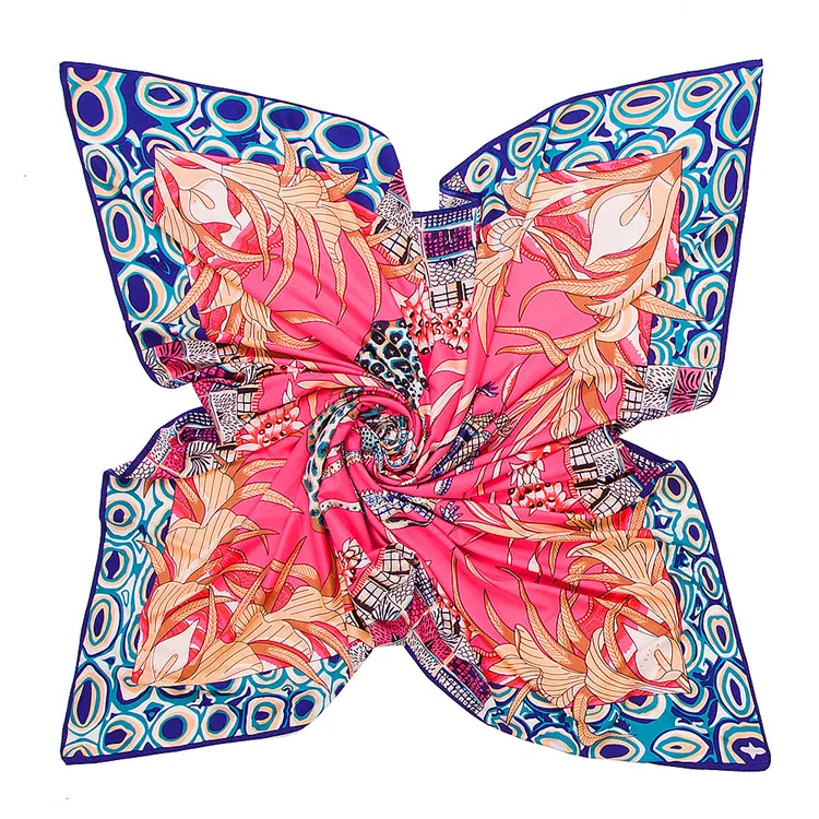POBING Twill Silk Square Scarf Animals Print Women Scarves Wrap Giraffe Neckerchief Spanish Foulards cachecol Large Bandana