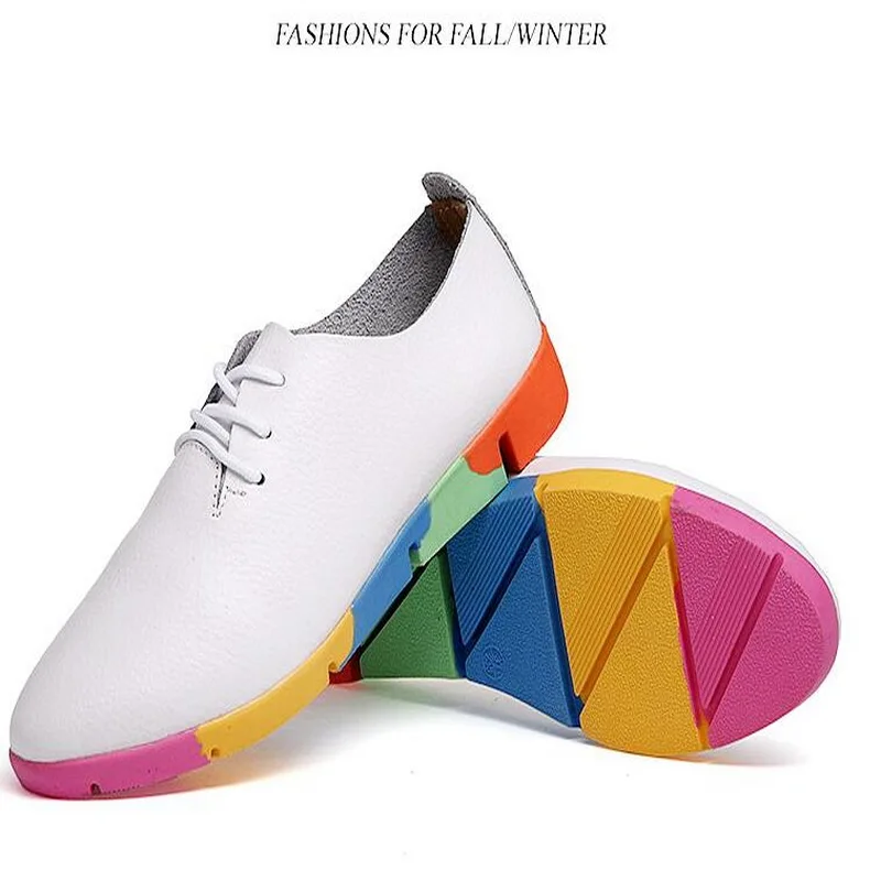 2021 Spring Autumn Split Leather Shoe Women Flat Small White Shoes Pointed Toe Casual Nurse Shoes Flat Student Shoes