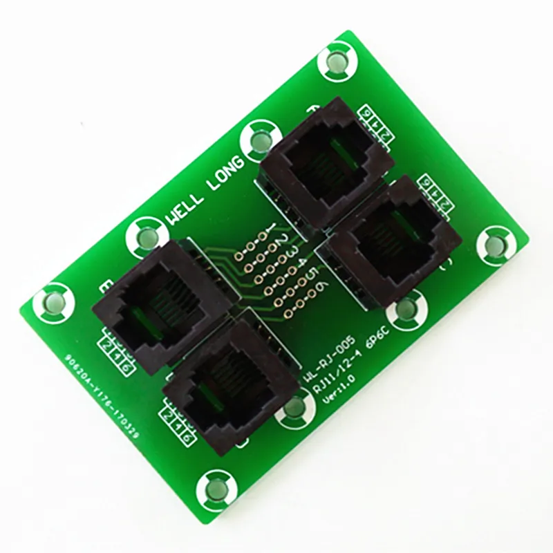 2PCS/Lot RJ11/RJ12 6P6C Jack 4-Way Buss Breakout Board, Terminal Block, Connector.