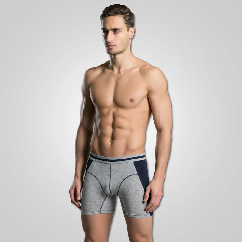 Bóxer largo de marca para Hombre, ropa interior Modal, Calzoncillos antideslizantes