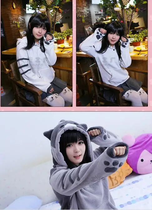 Hoodies Women Autumn Winter Zip Ear Cat Pullover Hooded Sweatshirt Coat Women\'s Tracksuits Long Hoodie
