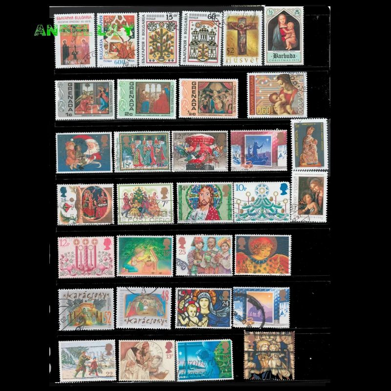 45 PCS / Lot Topic  Christmas  And  Easter  Postage Stamps  With Post Mark For Collection