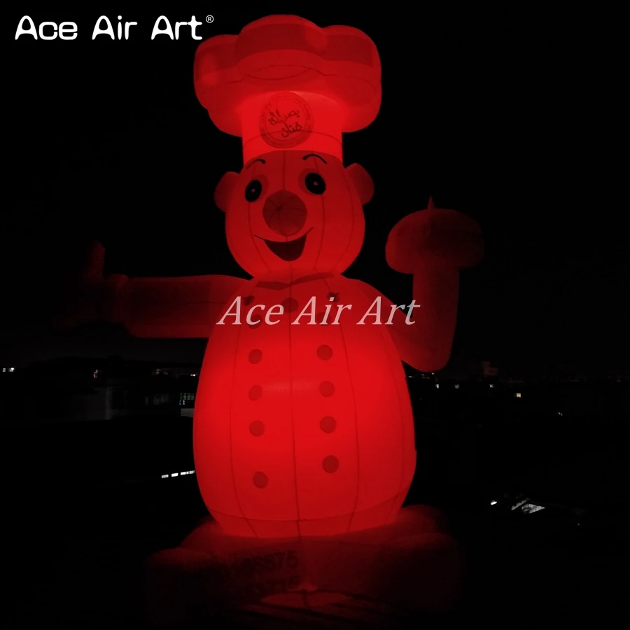 شيف قابل للنفخ بطول 5 أمتار مع أضواء LED ملونة مصنوعة من Ace Air Art