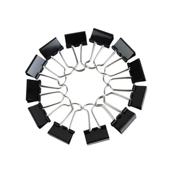12Pcs 15/19/25/32/41/51mm Schwarz Metall Binder Clips Notizen Brief papier Clip Büro Versorgung Bindung Sicherung Schreibwaren Zubehör