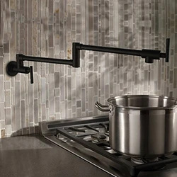 AODEYI Brass Black KITCHEN FAUCETS Folding Pot Filler 2 Handles Wall Mounted Single Cold Cook Tap 13-012B