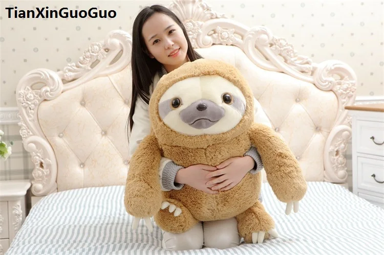 large 50cm lovely cartoon sloth plush toy light brown sloth soft doll throw pillow birthday gift s0571