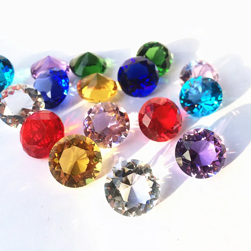 12pcs Lovely 20mm Mixed Colors K9 Crystal Glass Faceted Diamonds For Wedding Table Decoration/ Display Window For Mobile Phone