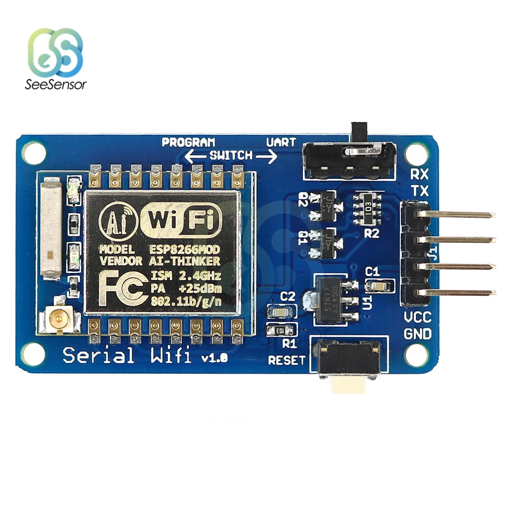 ESP8266 ESP-07 ESP07 Transceiver Wireless Module Serial WiFi Board 8N1 TTL UART Port Controller 3.3V 5V for Arduino