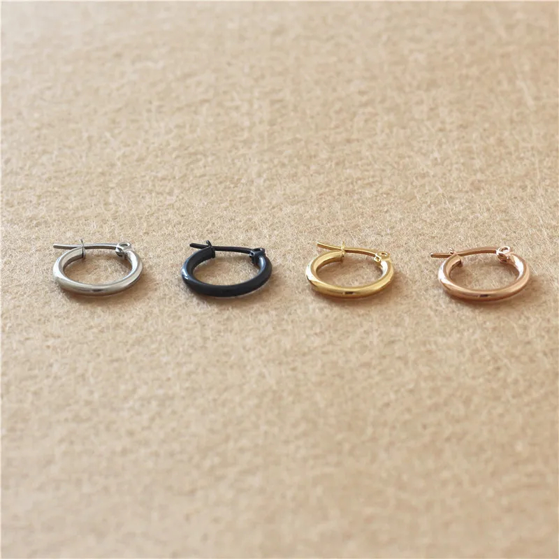 Gold-color Plated Titanium 15mm Hoop Earrings 316 L Stainless Steel No Easy Fade Allergy Free